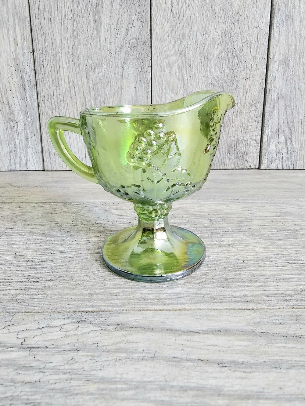 Indiana Glass Colony Harvest Carnival Green Creamer